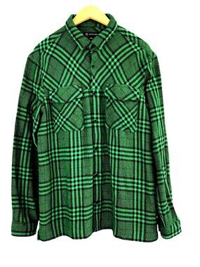 I.N.C. - MENS GREEN/BLACK LONG SLEEVE BUTTON FRONT CASUAL DRESS SHIRT SIZE LARGE